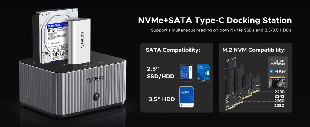 داک هارد و اس اس دی M.2 SSD ＆ SATA HDD 2Bay اوریکو مدل IT28E-C
