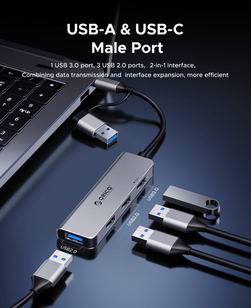 هاب 4 پورت USB-C/A اوریکو مدل YSA5-U3