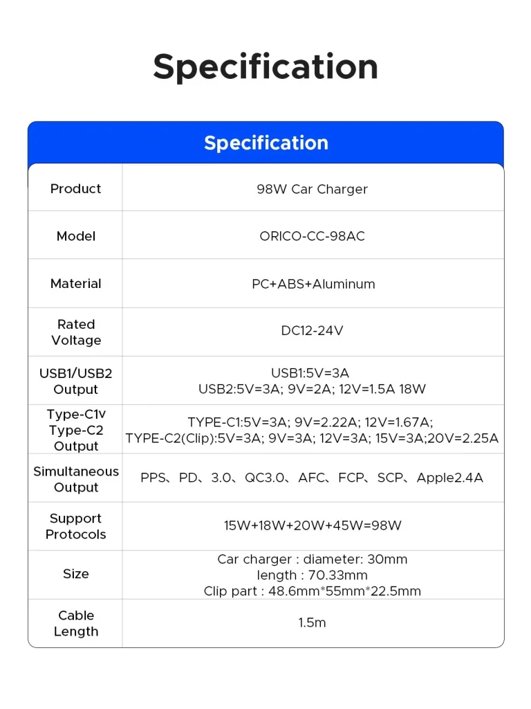 شارژر فندکی اوریکو مدل CC-98AC